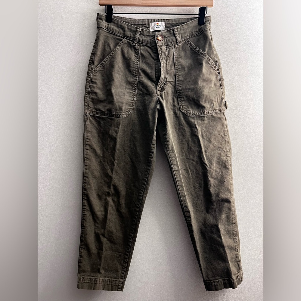 Marine Layer Maya Utility Pants crop in Olive Green 8 - Picture 2 of 6